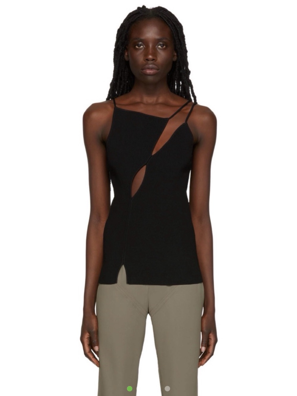 Paris Georgia Black Asymmetrical Cutout Tank Top